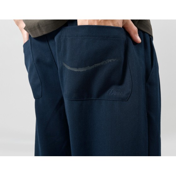 Dime Pleated Twill Pants Charcoal Blue