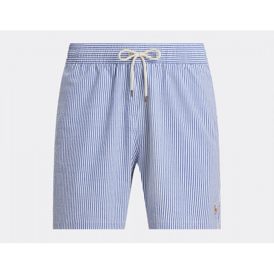 Polo Ralph Lauren Traveler Mid Swim Trunk Cruise Royal Seersucker