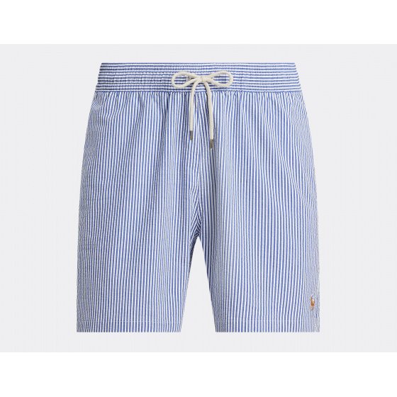 Polo Ralph Lauren Traveler Mid Swim Trunk Cruise Royal Seersucker