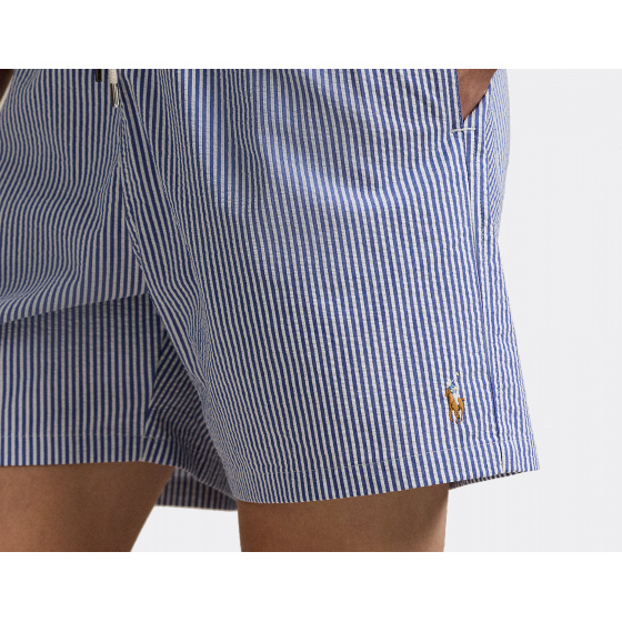 Polo Ralph Lauren Traveler Mid Swim Trunk Cruise Royal Seersucker