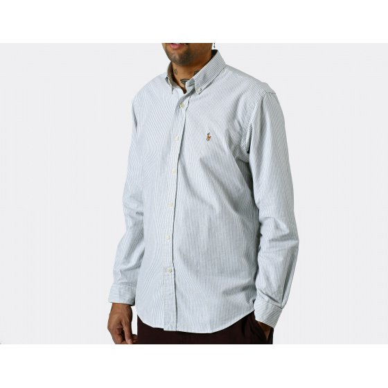 Polo Ralph Lauren Custom Fit Striped Oxford Shirt Green