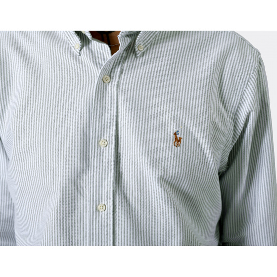 Polo Ralph Lauren Custom Fit Striped Oxford Shirt Green