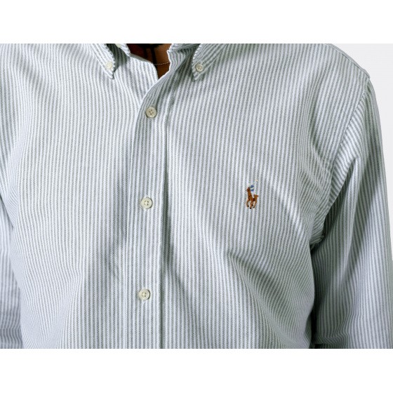 Polo Ralph Lauren Custom Fit Striped Oxford Shirt Green