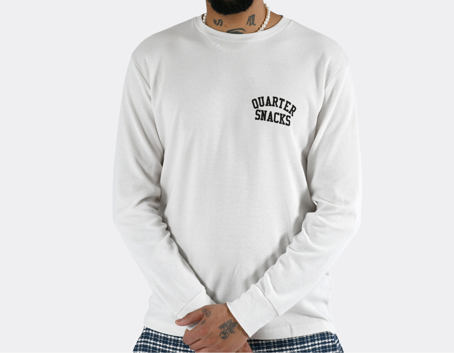 Quartersnacks Printed Thermal LS T-Shirt Bone PTLBO