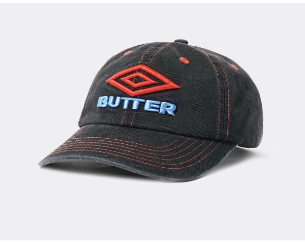 Butter Umbro Diamond Logo 6 Panel Cap Washed Black