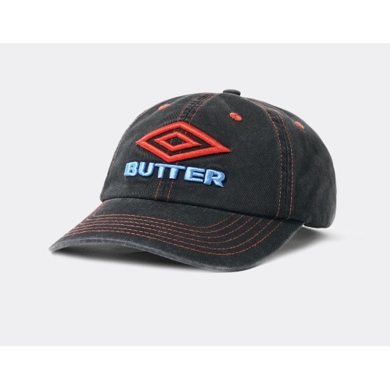 Butter Umbro Diamond Logo 6 Panel Cap Washed Black