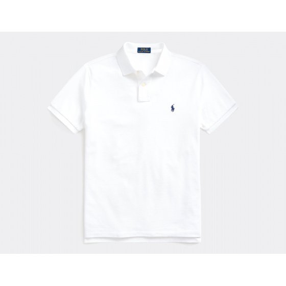 Polo Ralph Lauren Custom Slim Fit Polo Shirt White Navy