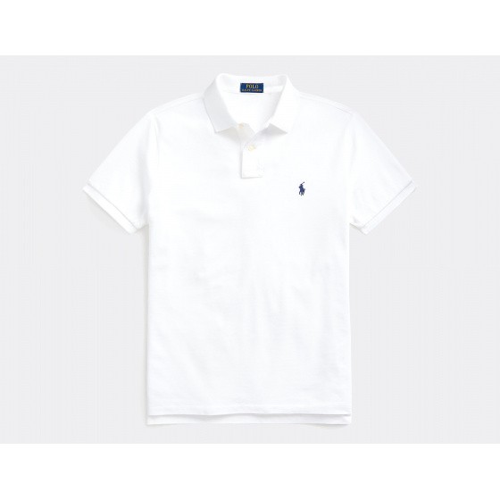 Polo Ralph Lauren Custom Slim Fit Polo Shirt White Navy